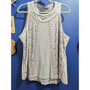 City Chic Lace Tank Top Plus Size 1XL Boho Grey